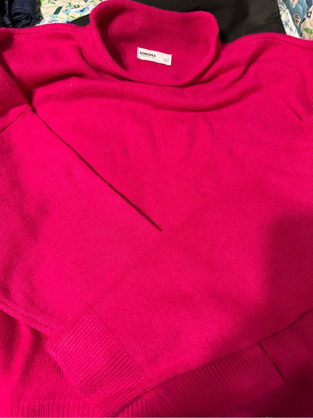 Sonoma Hot Pink Cowl Neck Sweater